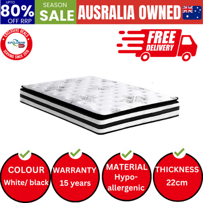 King Mattress Breathable Luxury Bed Bonnell Spring Foam Medium 22cm