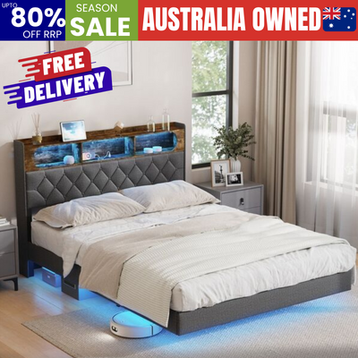 Queen Bed Frame With LED Headboard 219x154x109.5cm