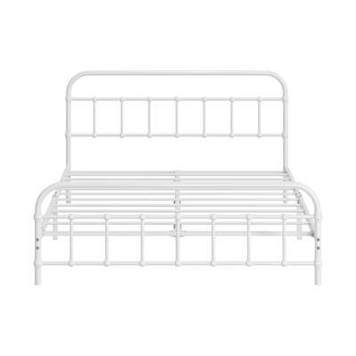 Bed Frame Metal Double Size Bed Platform White