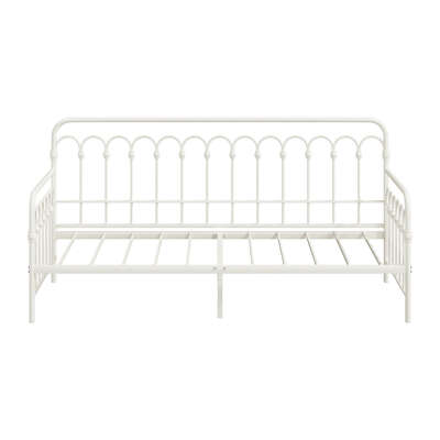 Metal Daybed Frame Single Size Sofa Bed Steel Slat Beige