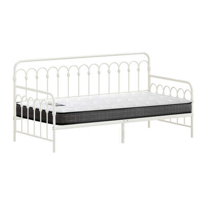 Metal Daybed Frame Single Sofa Bed with 13cm Mattress - Beige