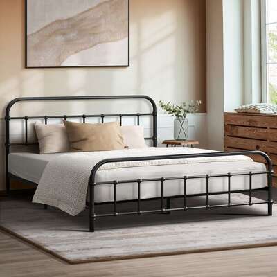 Metal Bed Frame Double Vintage Black | EXTG