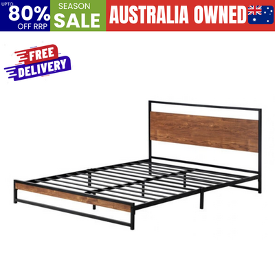 Metal Bed Frame Double Size Beds Base Platform Wood
