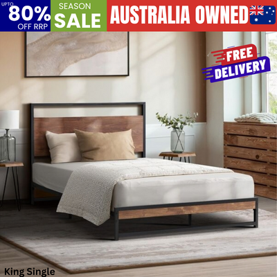 Metal Bed Frame King Single Size Beds Base Platform Wood