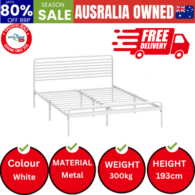 Metal Bed Frame Double Size Platform White