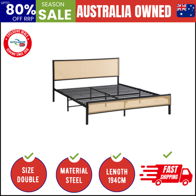 Metal Bed Frame Double Size Beds Base Platform Rattan