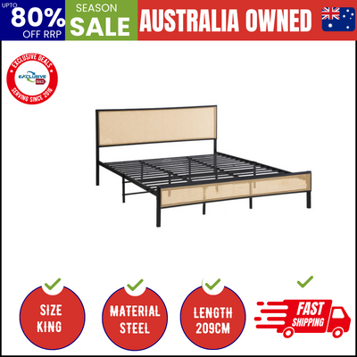 Metal Bed Frame King Size Beds Base Platform Rattan