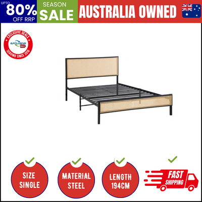 Metal Bed Frame Single Size Beds Base Platform Rattan