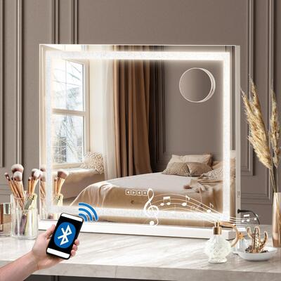 Bluetooth Makeup Mirror Crystal LED 58x49cm