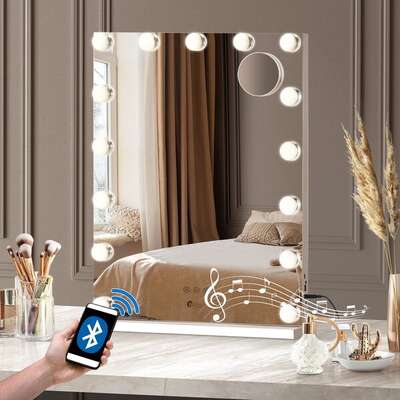 LED Makeup Mirror Bluetooth Hollywood 61x43cm