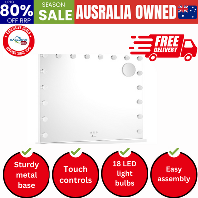 Hollywood Makeup Mirror Magnifying LED 18 Bulbs 80x62cm