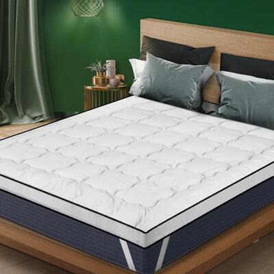 Mattress Topper Microfibre Luxury Pillowtop Protector Pad Cover Double
