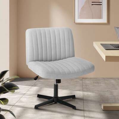 Mid Back Armless Office Chair Adjustable Wide Seat Grey Ergonomic Desk Chair