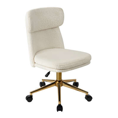 Armless Office Chair Mid Back Computer Desk Chair With Wheels White