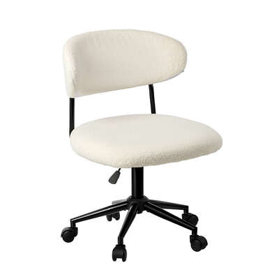 Armless Office Chair Mid Back Wide Swivel Desk Chair White Upholstery