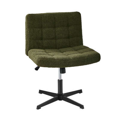Mid Back Armless Office Chair Wide Boucle Green Desk Chair Home Office Seating