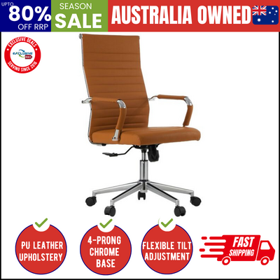 Office Chair High Back Swivel Leather Executive Desk Chair Brown