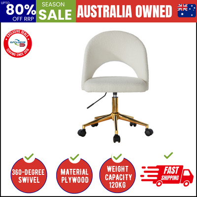 Hollow Armless Home Office Chair Boucle White&Gold