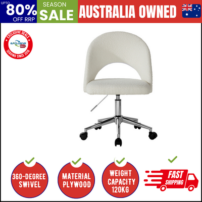 Hollow Armless Home Office Chair Boucle White&Silver