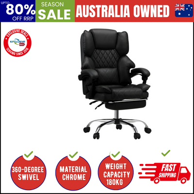 Massgae Office Chair Recliner Racing Computer Chairs PU Footrest Black