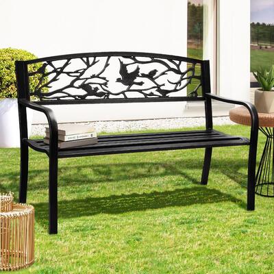 Enjoy Nature's Serenade: Bird Pattern Garden Bench Seat for Your Backyard Patio
