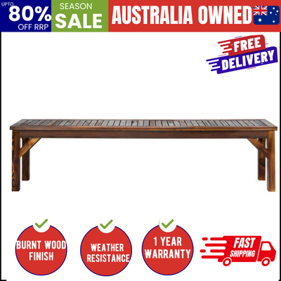 Garden Bench Wood Patio 190cm Slatted Seat Outdoor