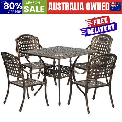 Outdoor Dining Set Bronze Aluminium 90x90x75cm