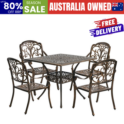 Outdoor Dining Set Cast Aluminium 90x90x75cm