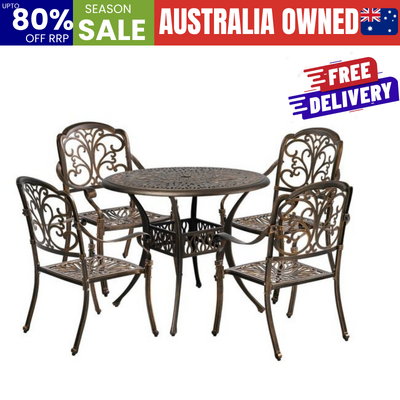 Outdoor Dining Set Bronze Aluminium 90x90x75cm