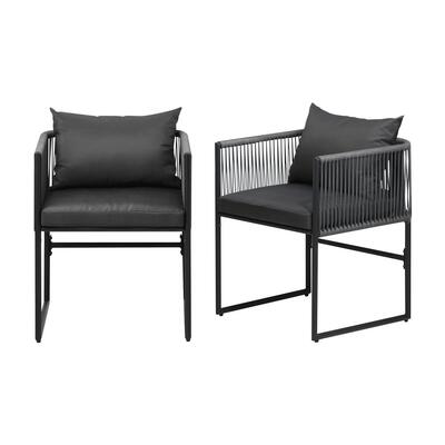 Outdoor Dining Chairs Furniture 2 Piece Lounge Patio Garden Set Grey