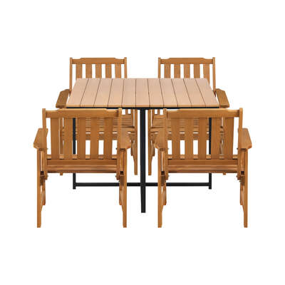 4 Seater Outdoor Dining Set Table&Wood Chairs