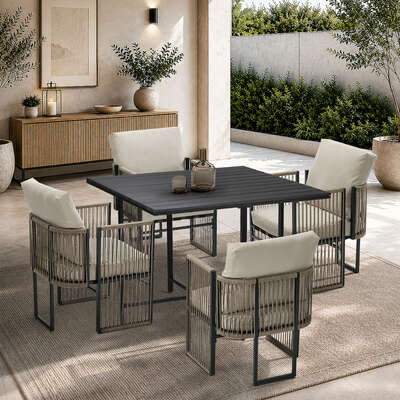 Outdoor Dining Set Black 100x100x74cm