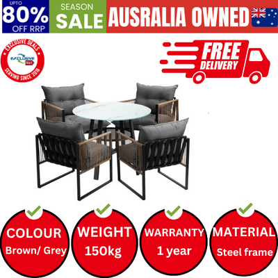 Outdoor Patio Set Furniture 4 Seater Bistro Setting Table w/Storage Shelf