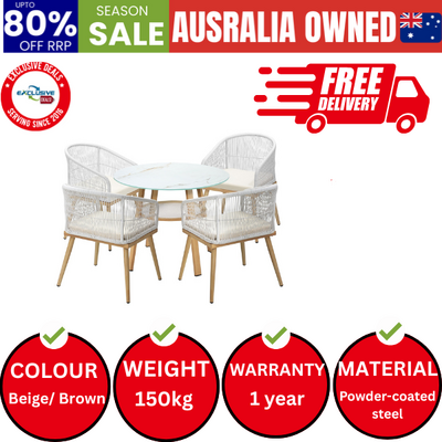 Outdoor Dining Set Table Lounge Chairs Patio Furniture Setting 5 Piece