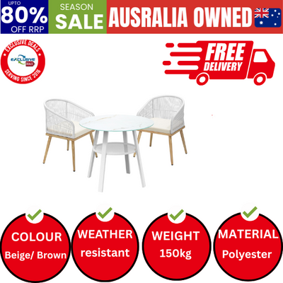 3PCS Outdoor Dining Setting Table w/Storage Shelf Patio Furniture Set