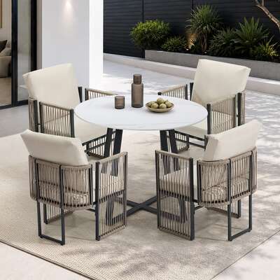 Outdoor Dining Set White 90x90x73cm