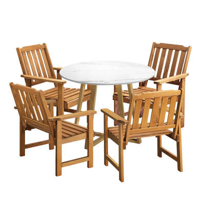 Outdoor Patio Set Solid Wood Chair&Table 5PC