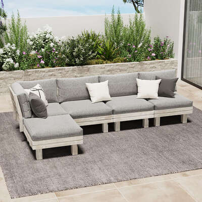 5PCS Outdoor Furniture Sofa Set Wooden Lounge Setting