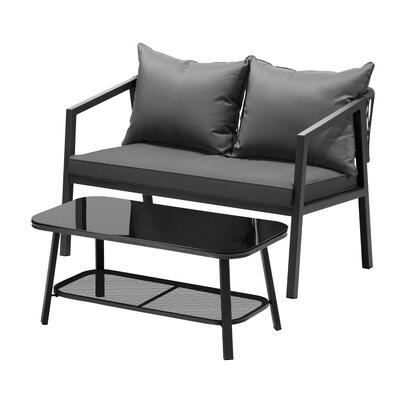 Set of 2 Outdoor Furniture Setting Garden Patio Lounge Sofa Table Chairs