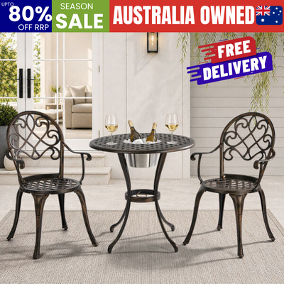Outdoor Patio Table Set Bronze 90x90x75cm