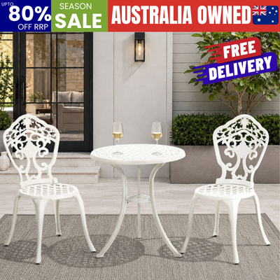 Outdoor Patio Set White Aluminium 60x60x65cm