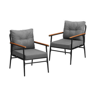 2PCS Outdoor Chairs Garden Patio Armchair Black