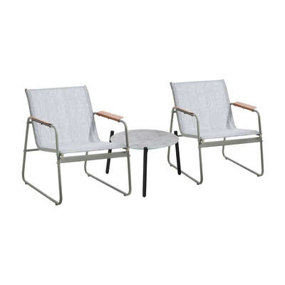 3PCS Outdoor Bistro Set Patio Chair 50cm Coffee Table Textilene