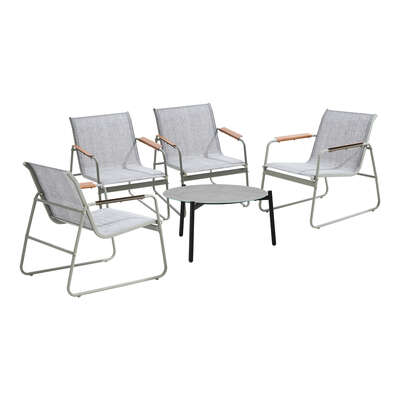 Outdoor Patio Set 70cm Round Table with 4x Chairs Garden Furniture Set