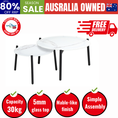 Outdoor Coffee Side Marble Table 50/70cm Set