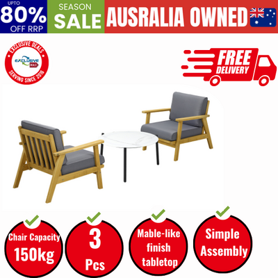 2 Seater Outdoor Lounge Set 70cm White Coffee Side Table