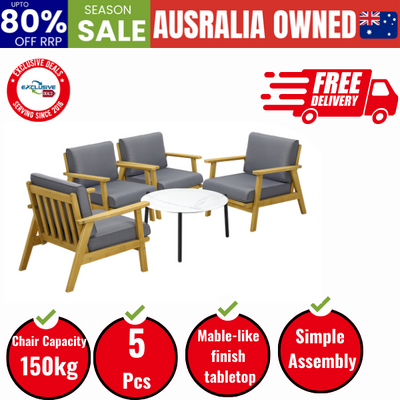 4 Seater Outdoor Lounge Set 70cm White Coffee Side Table