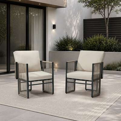 Outdoor Patio Chair Set Black 57x57x61cm