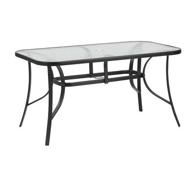 140cm Outdoor Dining Glass Table Rectangle Patio Furniture Bistro Grey