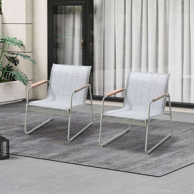 2PCS Outdoor Patio Armchair Textilene Weather-Resistant Garden Balcony Furniture